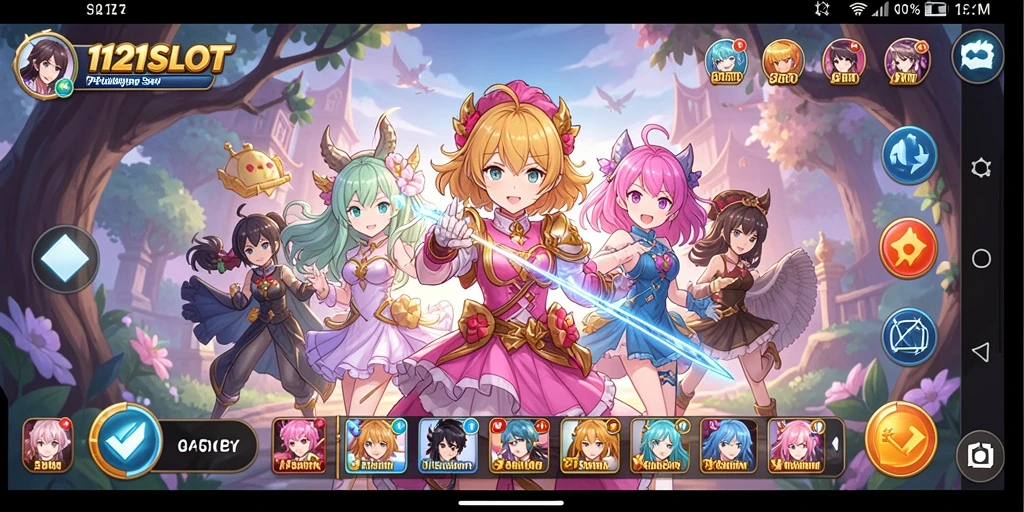 Tangkapan layar gameplay <strong>1121SLOT</strong> menampilkan aksi seru dalam dunia anime.