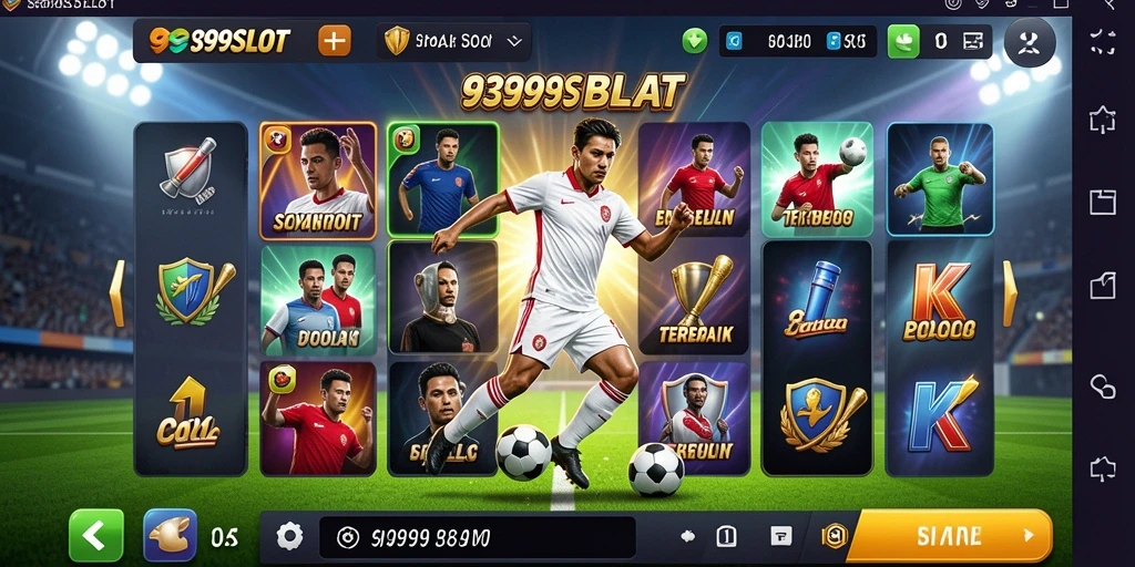 Tampilan gameplay <strong>9399SLOT</strong> yang penuh aksi dan nuansa sepak bola.