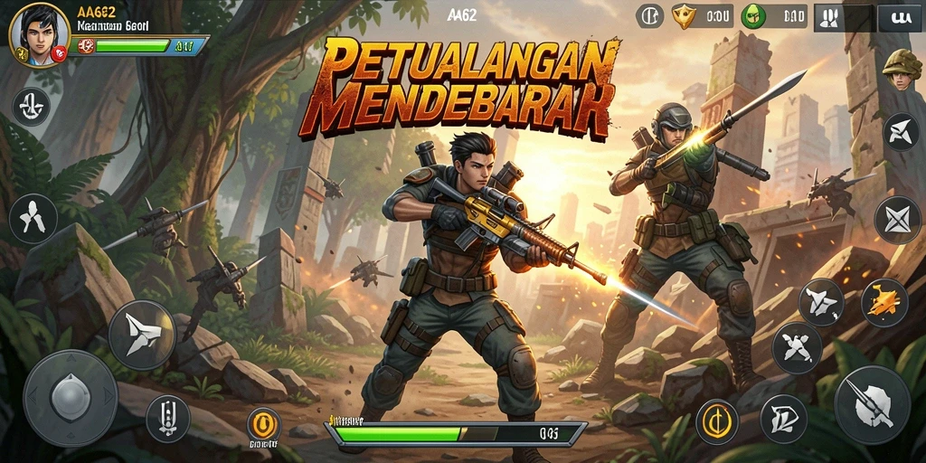 Tangkapan layar gameplay mendebarkan dari AA62 dengan aksi intens.