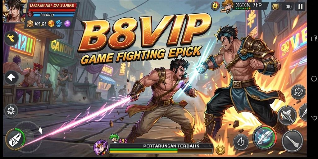 Tampilan aksi seru dalam gameplay B8VIP dengan pertarungan mendebarkan.
