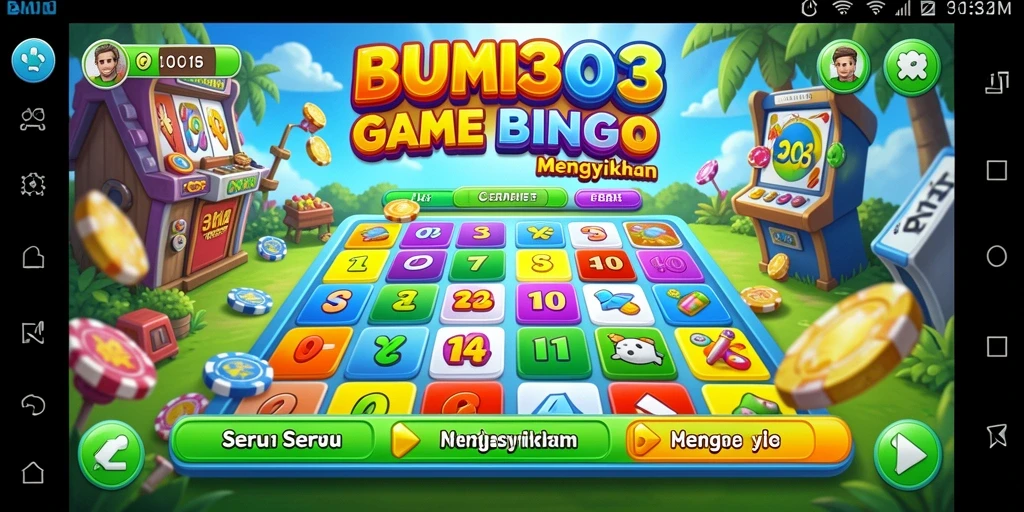 Tampilan gameplay menarik dalam BUMI303 dengan suasana bingo yang seru.