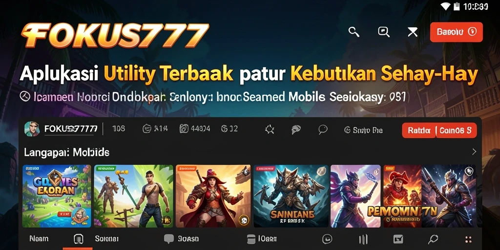 Screenshot FOKUS777 menampilkan antarmuka aplikasi Utility yang intuitif.