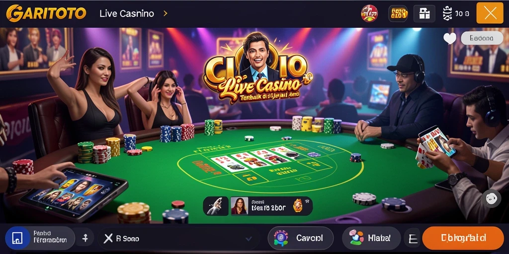 Screenshot GARITOTO menampilkan dealer profesional dalam permainan Live Casino.