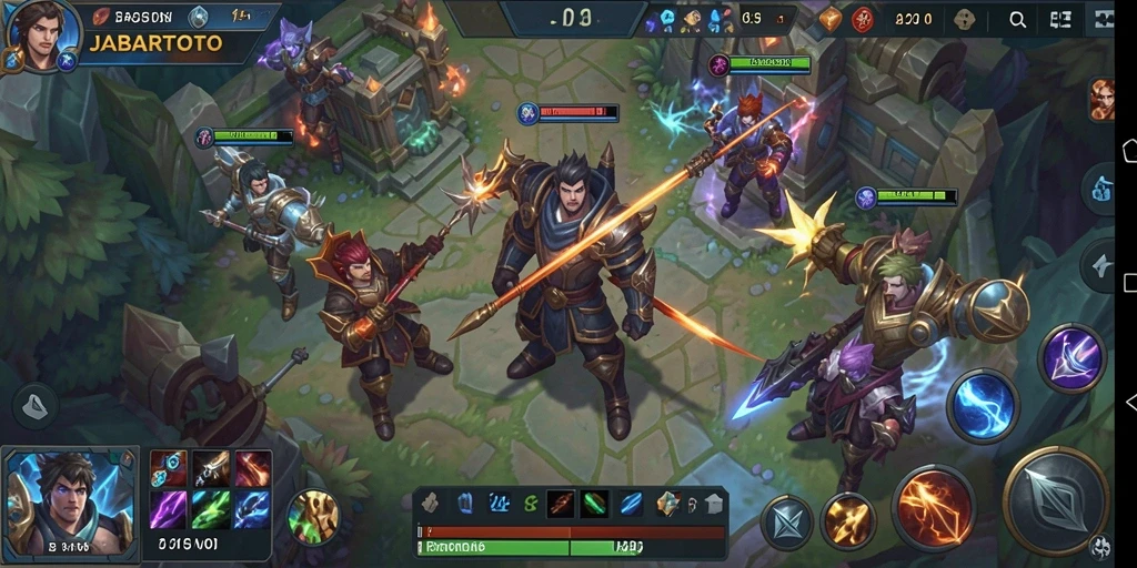 Tampilan seru gameplay JABARTOTO dalam pertempuran tim.