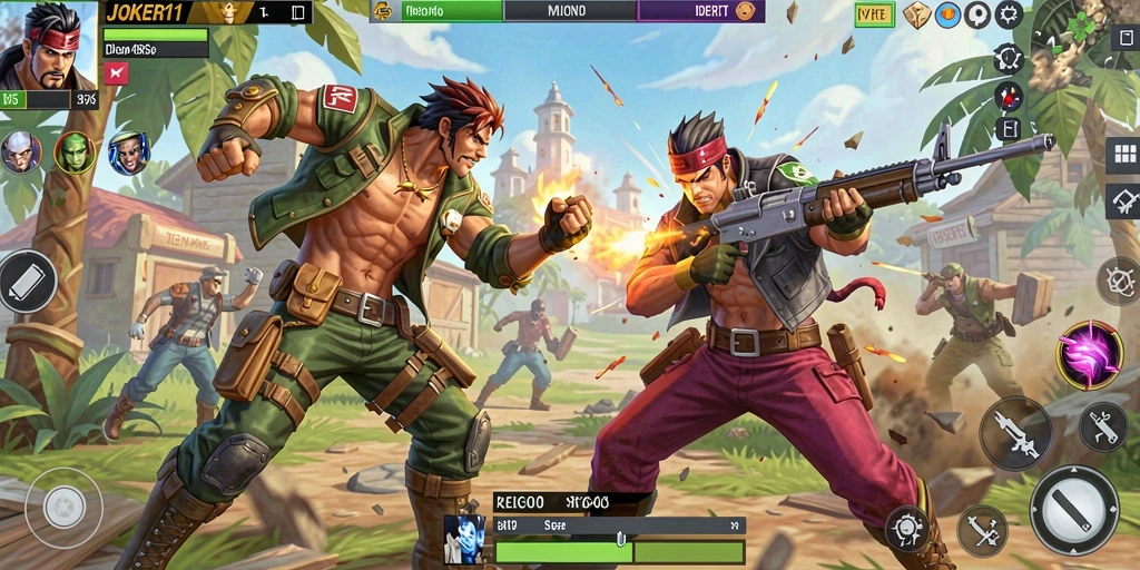 Tangkapan layar aksi seru dalam gameplay Battle Royale JOKER11.