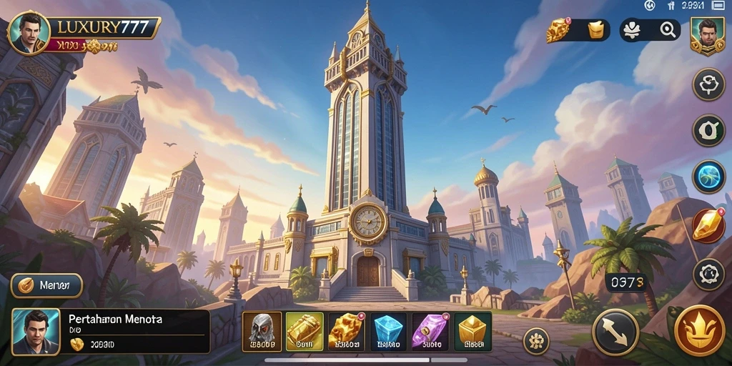 Screenshot gameplay menampilkan pertahanan menara yang dinamis dan seru.