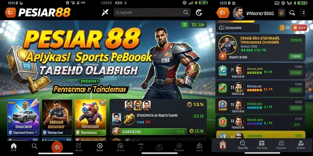 Tampilan antarmuka aplikasi PESIAR88 dengan fitur sportsbook yang menarik.