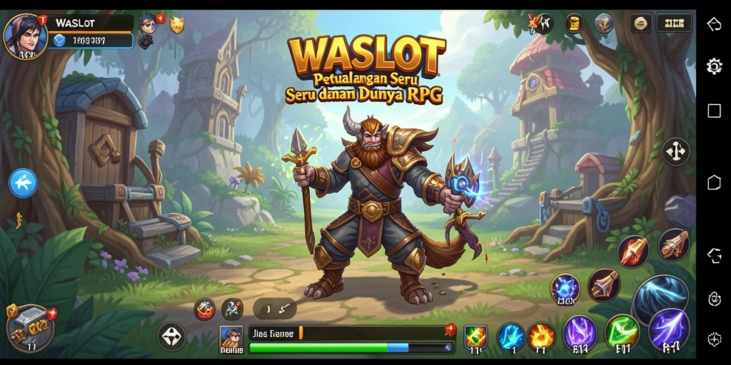Tampilan gameplay WASLOT dengan karakter bertarung dalam dunia RPG yang epik.